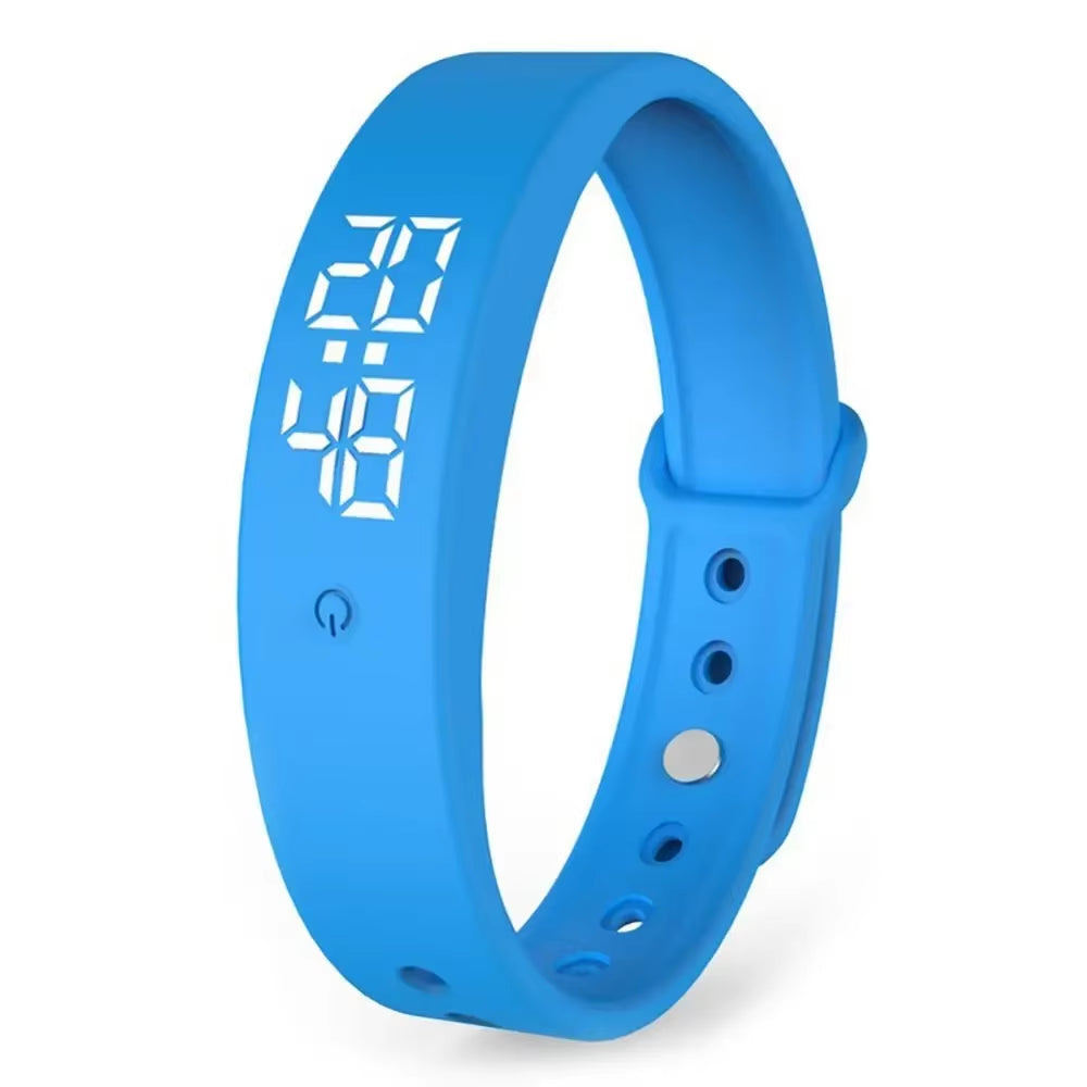 LED Digital Smart Bracelet Waterproof Smart Clock Smartband with Body Temperature Monitor Smart Band Vibration Alarm Reminder