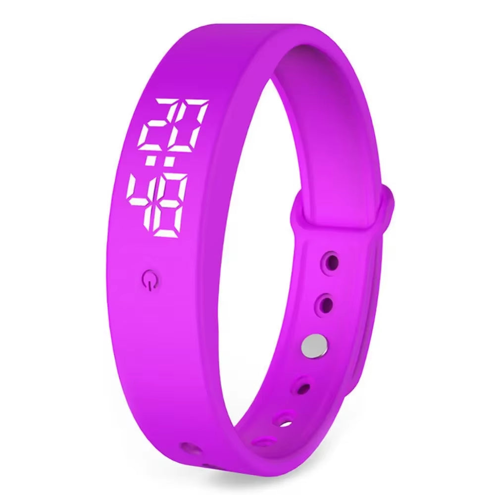 LED Digital Smart Bracelet Waterproof Smart Clock Smartband with Body Temperature Monitor Smart Band Vibration Alarm Reminder