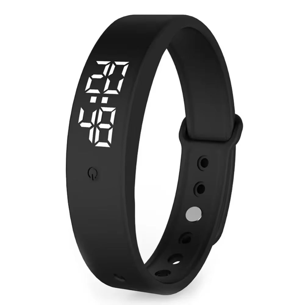 LED Digital Smart Bracelet Waterproof Smart Clock Smartband with Body Temperature Monitor Smart Band Vibration Alarm Reminder