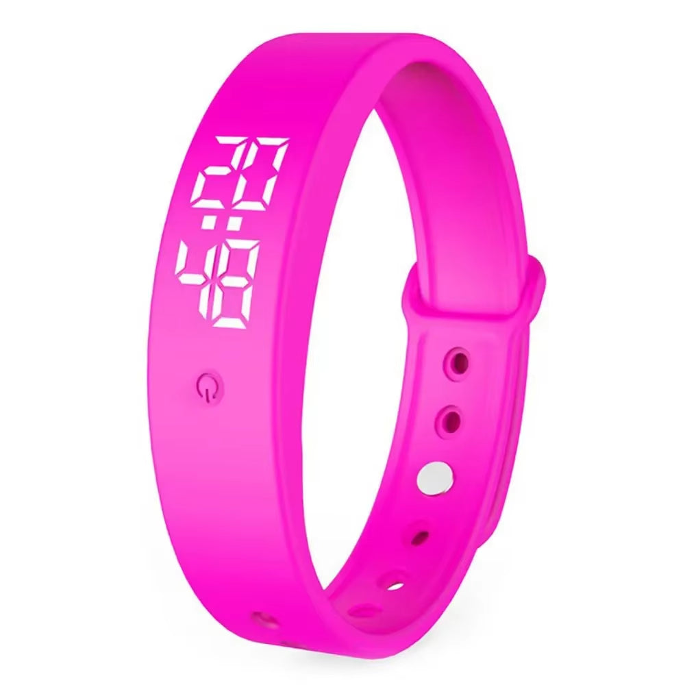 LED Digital Smart Bracelet Waterproof Smart Clock Smartband with Body Temperature Monitor Smart Band Vibration Alarm Reminder
